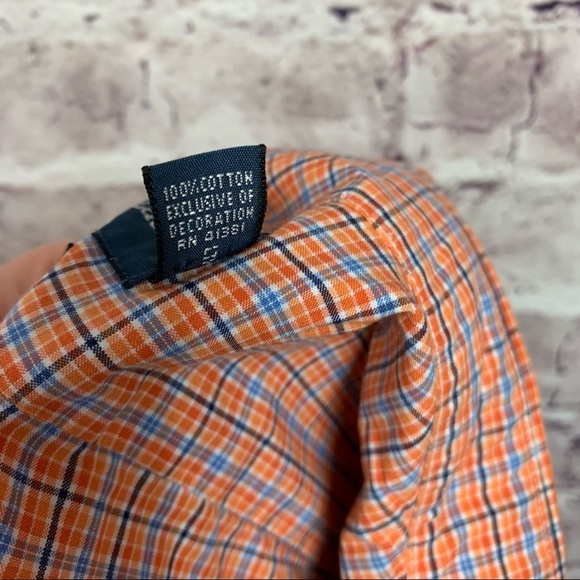 Ralph Lauren Orange Check Cotton Button Front Short Sleeve Shirt - Picture 9 of 9